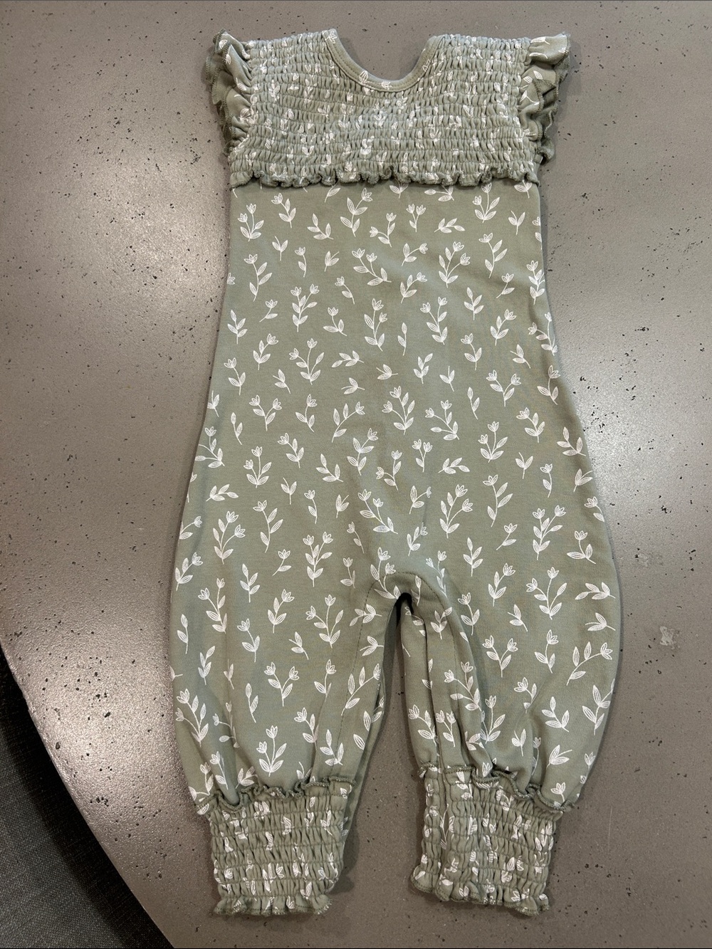L'ovedbaby Sage Green Floral Smocked One-Piece